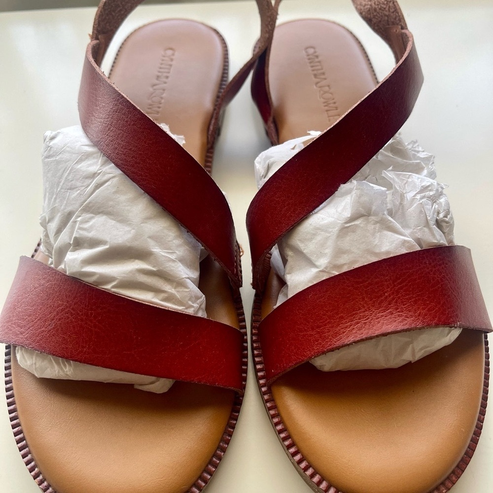 Cynthia Rowley Brown Leather Sandals Minimalist Design with straps size 7.5